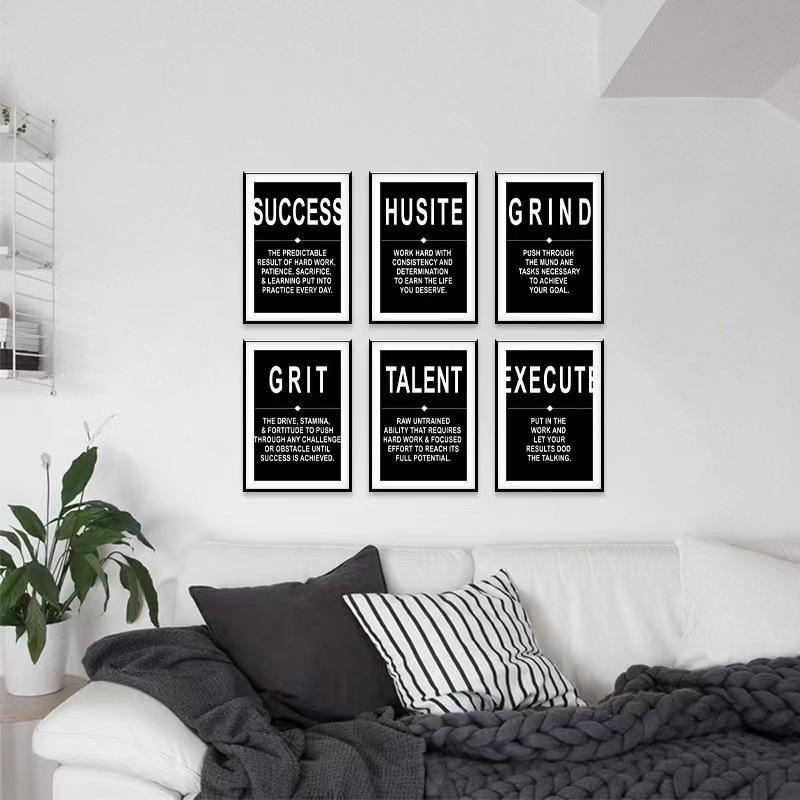 Nordic English Inspiring Quote Wall Art - Micro-spray Print for Office Decor
