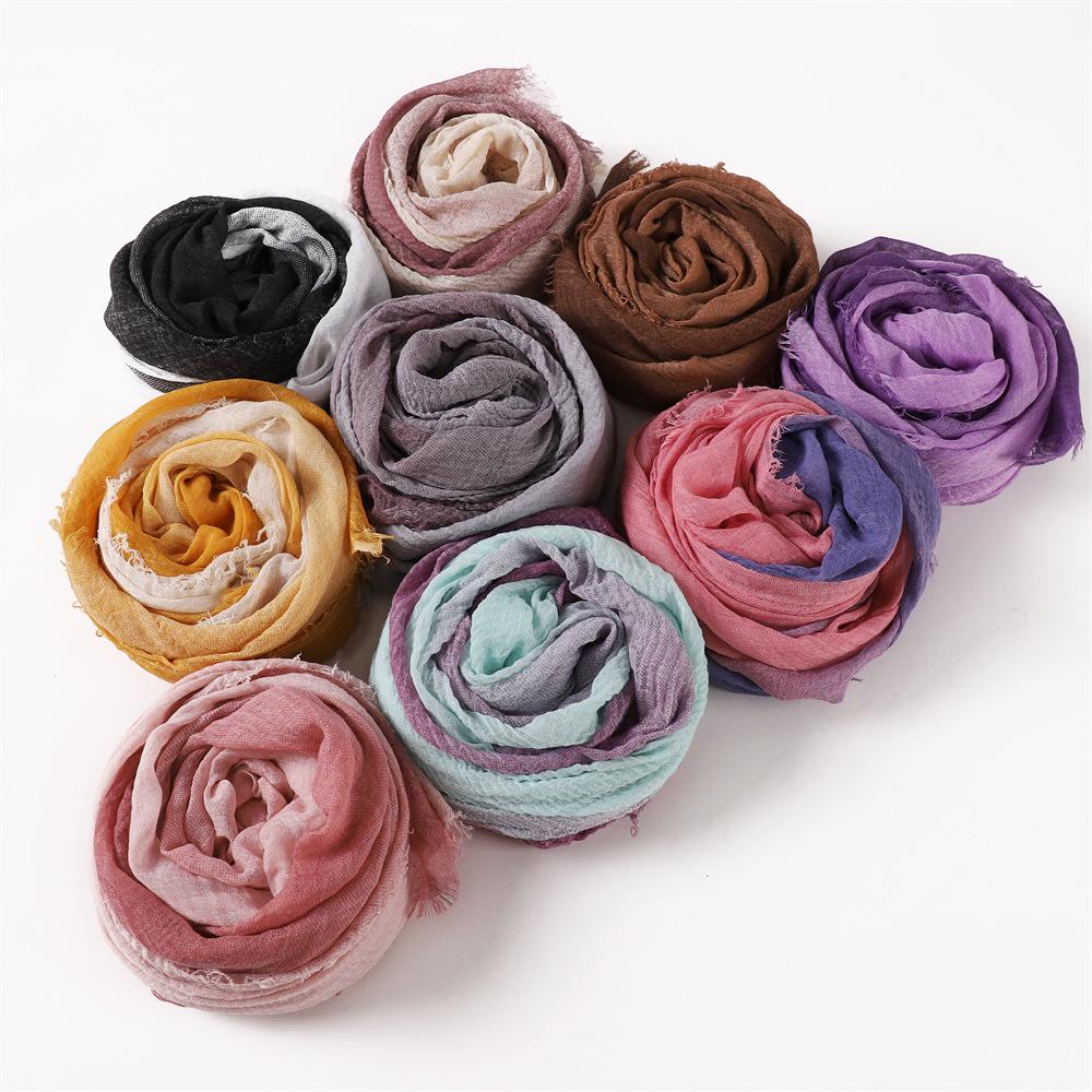 Gradient Hijabs Scarf Solid Headscarf Wraps Big Size Plain Long Shawls Muslim Women Hijab Islamic Turban Headbands