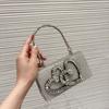 Sparkling Rhinestone Floral Mini Square Bag With Chain Strap Crossbody Handbag Evening Party Daily Use