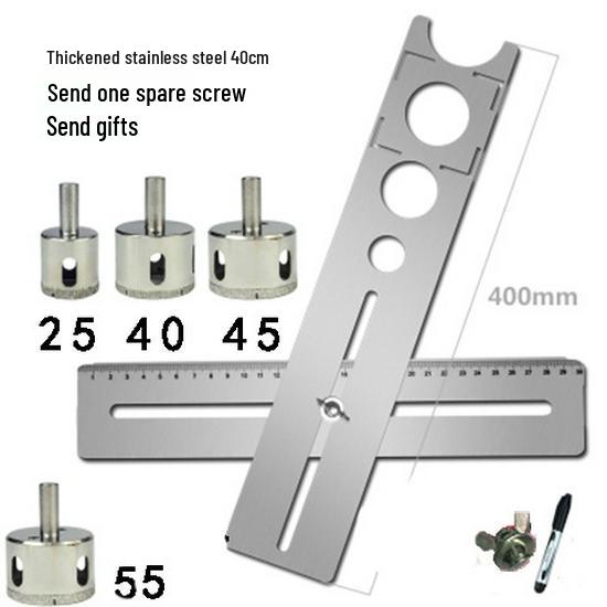 Adjustable Multifunctional Tile Hole Punch and Positioning Ruler