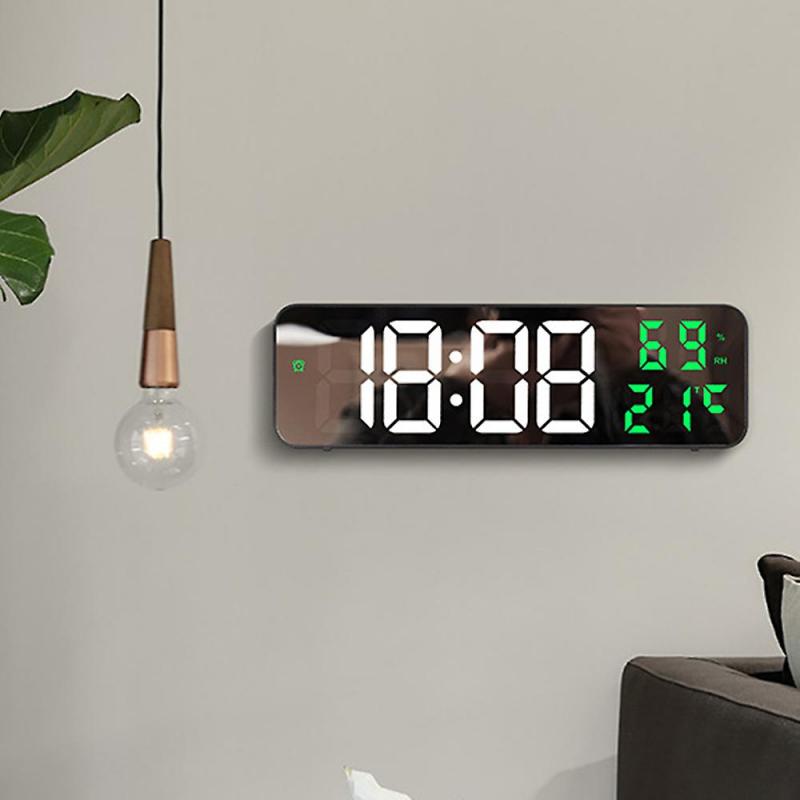 LED Nagy digitális falióra Tükörrel falra szerelhető Ébresztőóra Születésnapi Karácsonyi Ajándék