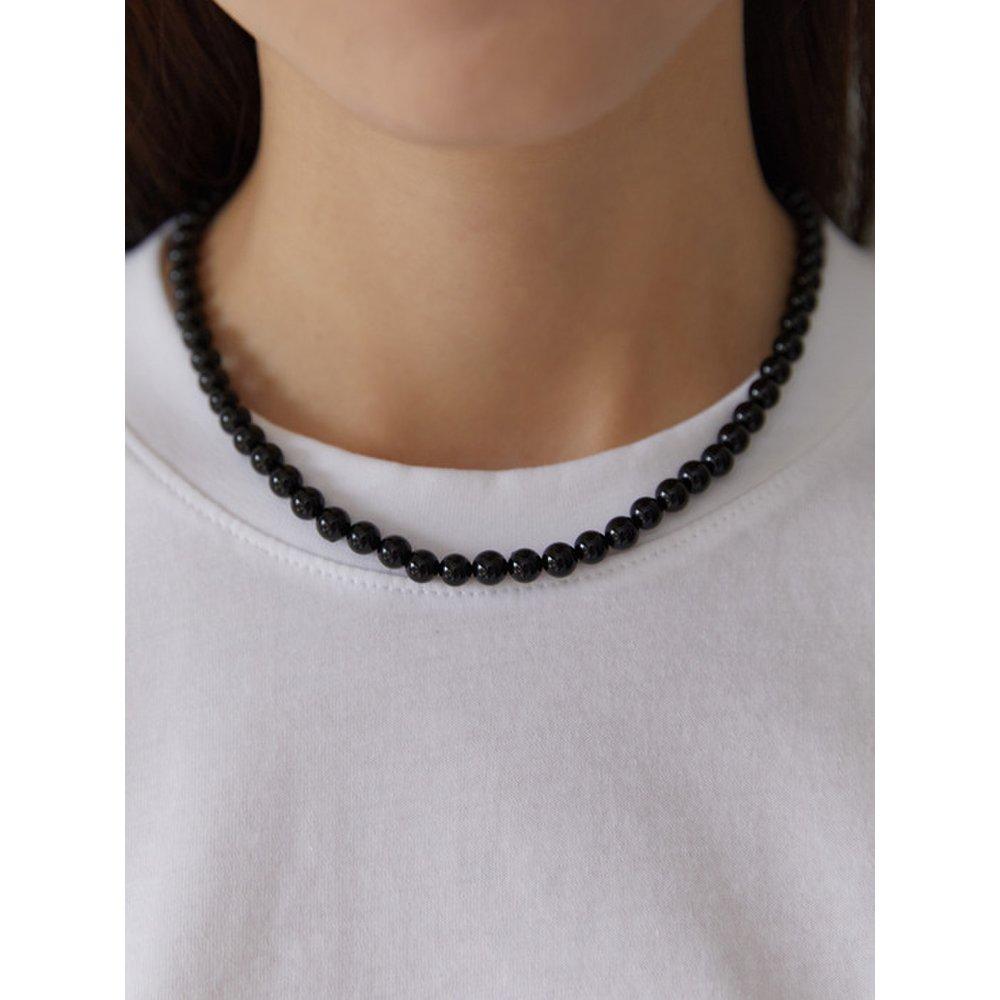 (925 Silver) Star Toggle 6mm Onyx Necklace Nz2104