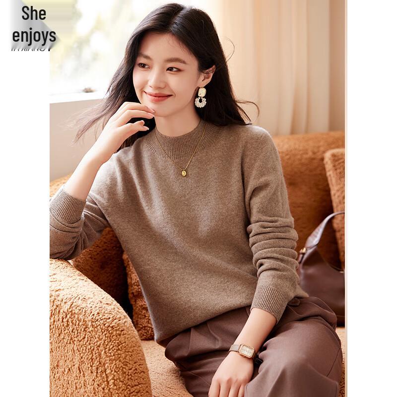 Women's 100% Pure Wool Semi-Turtleneck Thermal Sweater