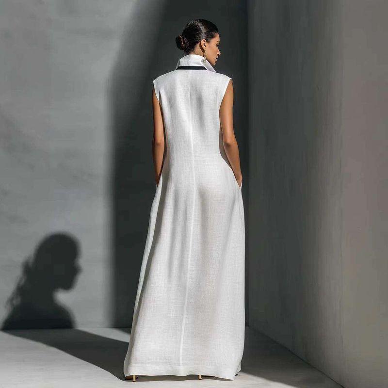 Summer New Sleeveless Slim Fit Stand up Collar Dress