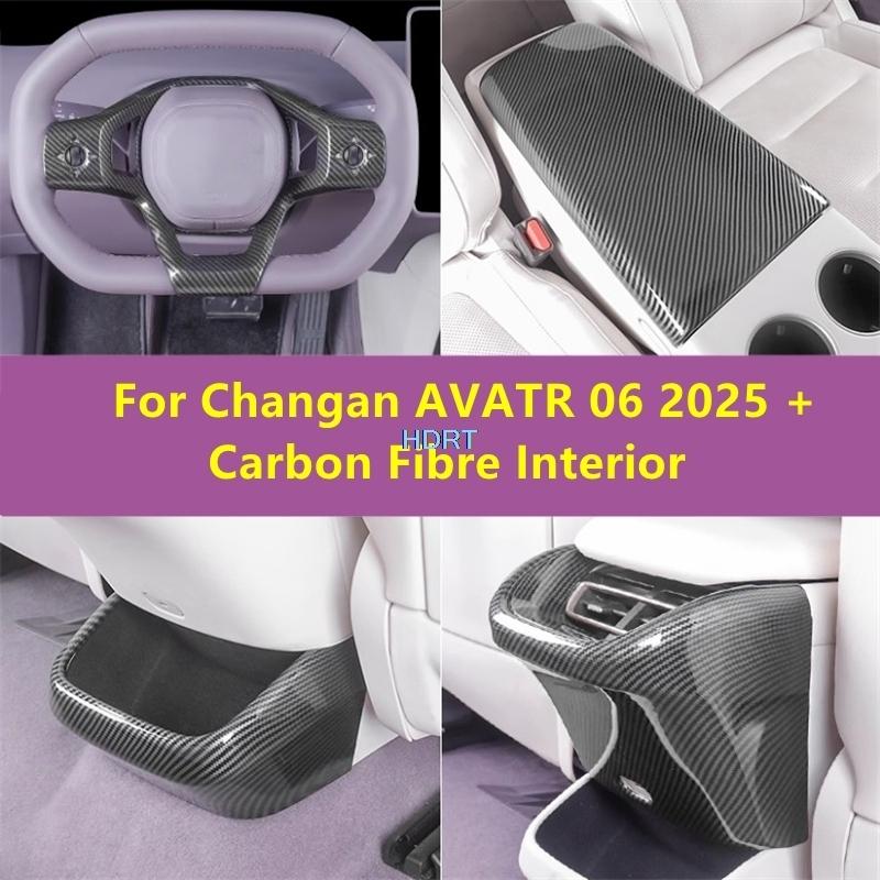 For Changan AVATR 06 2025 + Car Styling Central Control Armrest Rear Air Vent Outlet Front Water Cup Cover Carbon Fibre Interior