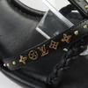 LOUIS VUITTON Sandals LV logo studs signature leather black leather Women 35.5 Used