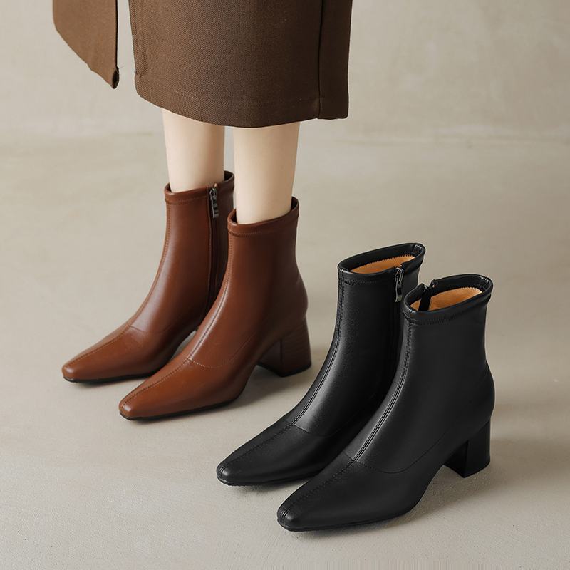 Krazing Pot Mikrovlákno Zimní Střední Podpatky Chelsea Boty Dámské Zip Velikost 43 Street Wear Strečové Kotníkové Boty