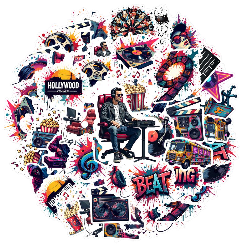 35pcs-70pcs Vivid Stickers Colorful Gaming Stickers Music Decals For Guitar DIY  Skateboard Laptop Luggage Decor DIY