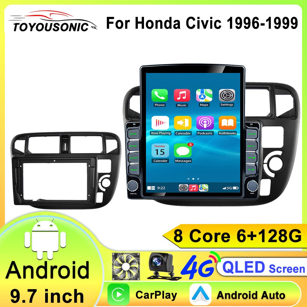 Android 13 Car Radio Stereo GPS For Honda Civic Ferio Vi-RS EK3 EK4 1996-1999 CarPlay 4G 8Core Dynamic Screen