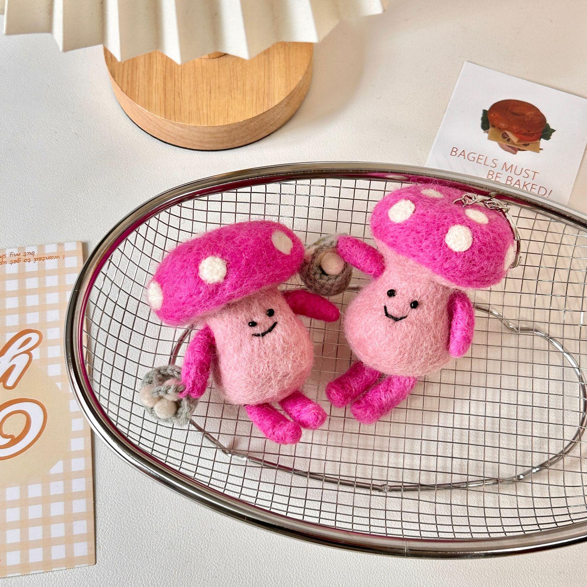 Cute Mushroom Wool Felt Pendant Keychain - Trendy Women s Backpack Accessory & Small Souvenir Gift