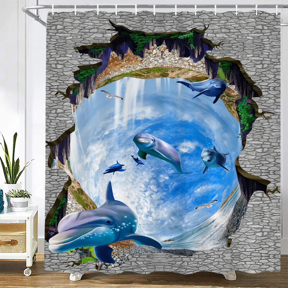 Waterproof Polyester Fabric Shower Curtains Forest Tiger Bear Animal Printing Bathroom Curtains For Home Decoration Curtain