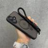 Wrist Strap Matte Clear Magnetic For Magsafe Holder Stand Case For iPhone16 15 11 12 13 14 16 Pro Max Plus With Lens Glass Cover