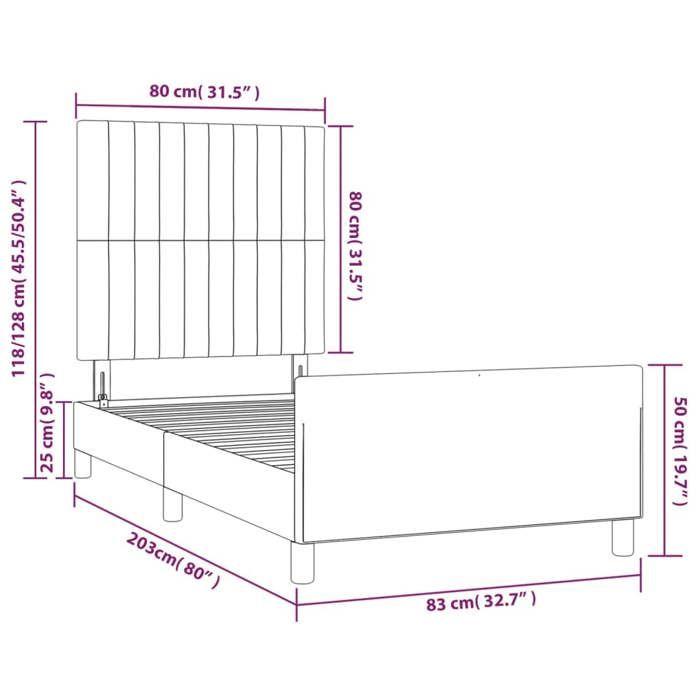 VidaXL Bed Frame with Headboard Dark Blue 80x200 Cm Velvet3125847