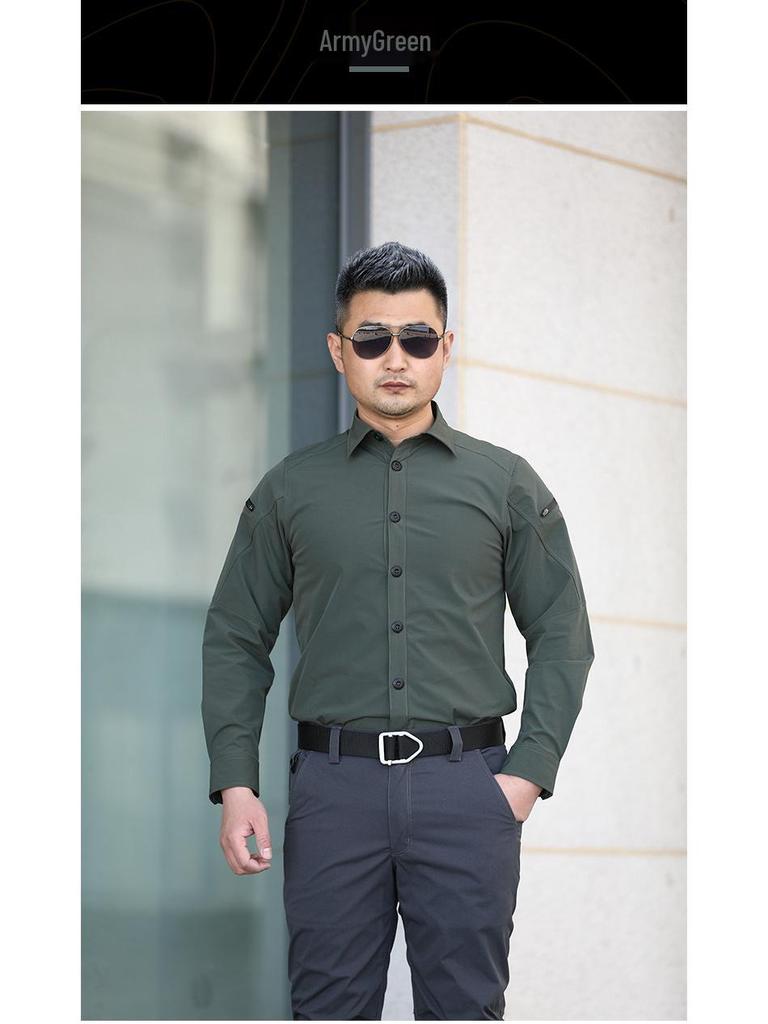 Onken Defender herr taktisk snabbtorkande, fukttransporterande långärmad skjorta för vår och höst