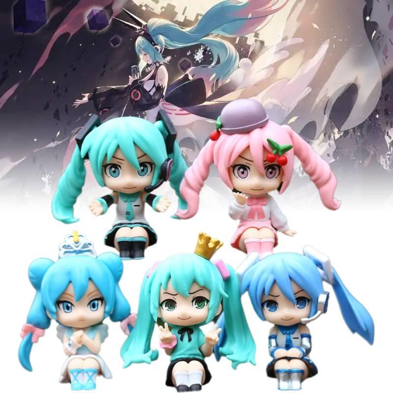 5pcs Miku Hatsune Q Version Model Toy Cartoon Children Cake Decoration Baking