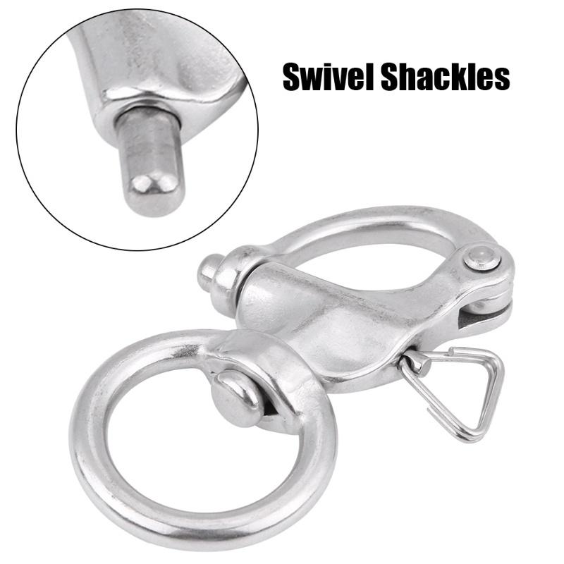 2Pcs Snap Shackle Stainless Steel 316 Buckle Brace Ring Useful Tool Round Ring Shackle 76mm