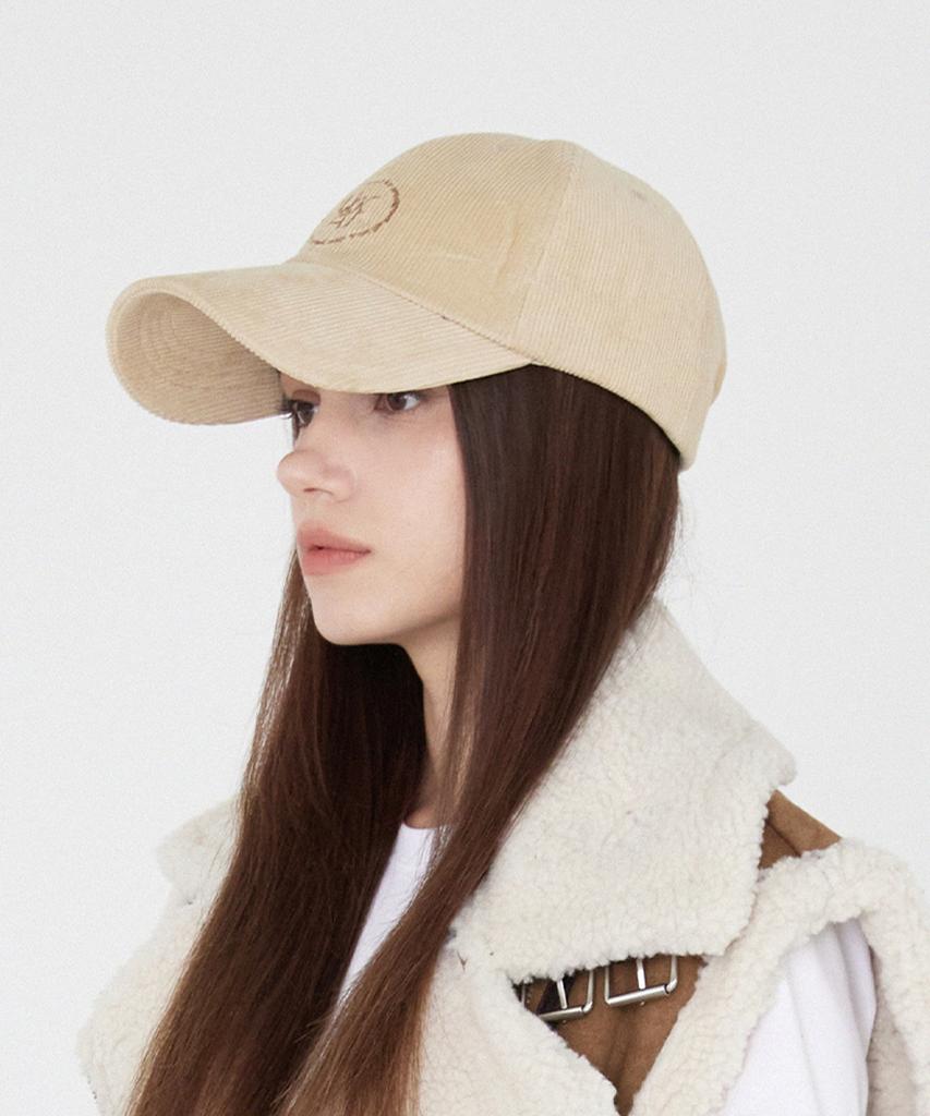 ULUK Lucida C Embroidered Corduroy Ball Cap_Light Beige