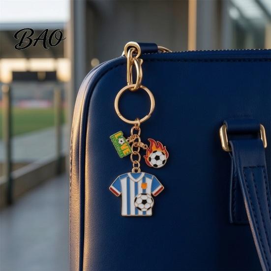 Long-lasting Keychain Football Peripheral Keychain, Jersey with Metal Sports Enamel Color, Lightweight Portable Fan Accessory Trophy