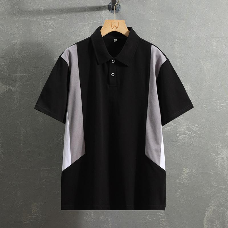 Men's Color Block Short Sleeve Polo Shirt, Casual Top with Contrast Panel Detail, Regular Fit Streetwear Style for Daily Wear
