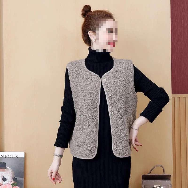Trendy Women's Imitation Lambswool Vest Cardigan - New 2026 Spring/Autumn Sleeveless Outerwear