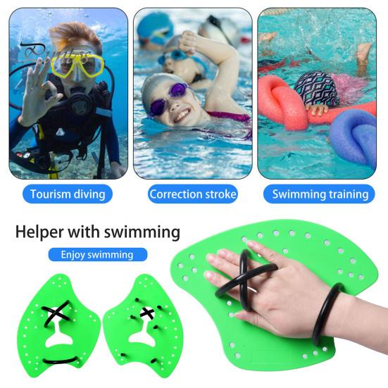 Porous Drainage Swim Fins 1 Pair Swimming Hand Paddle with Silicone Strap Holes Professional Kids Resistance Reducing Fin Adults Beginner Freestyle