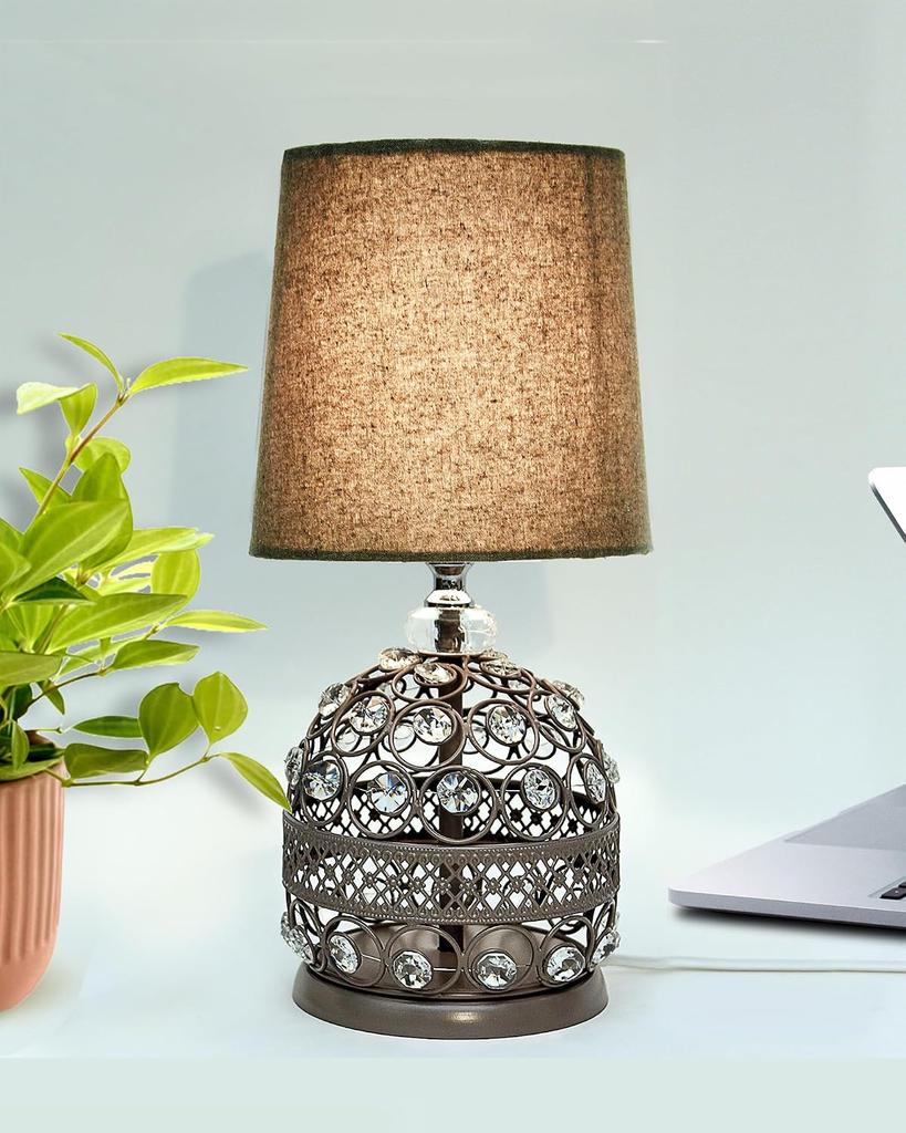 Modern Small Crystal Table Lamp, Contemporary Bedroom Bedside Night Stand