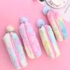 Plush Pencil Case Octagonal Shape Large Capacity Pencil Pouch Gradient Colors Zipper Storage Pouch for Stationery Cosmetics And Personal Items