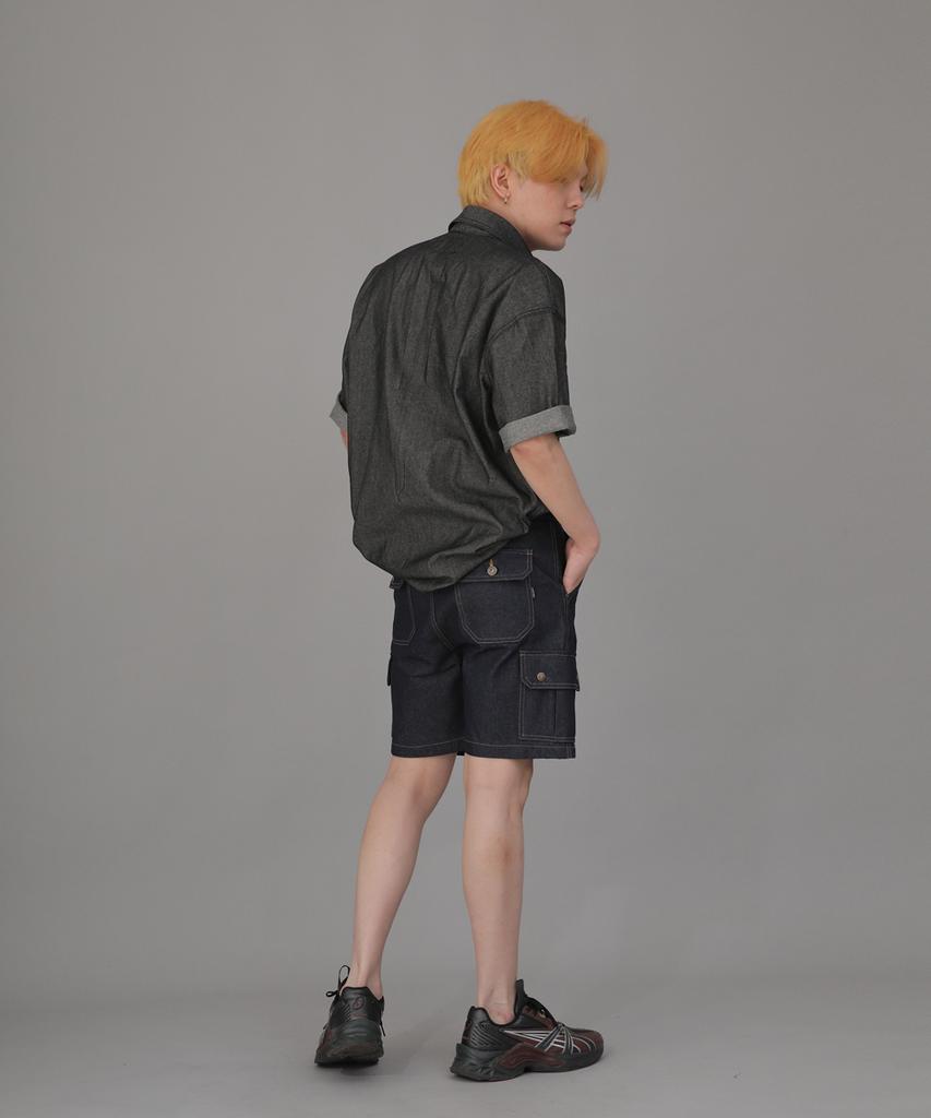 Seinteukeulu Wrinkle Pocket Short Sleeve Denim Anorak Wpa-415 Gray Black