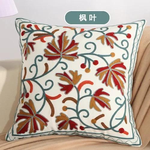 Cotton Ethnic Style Embroidery Pillow Case Car Pillow Cover Sofa Large Cushion Cover 45x45cm Luxury Pillow Case