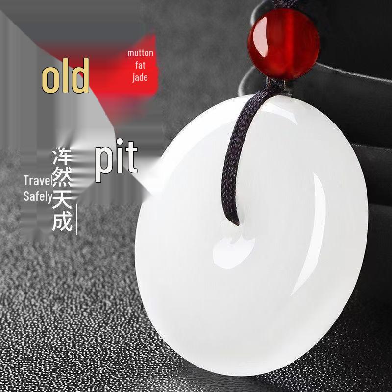 Safe and Sound White Jade Pendant Necklace with Green Rope for Men and Women