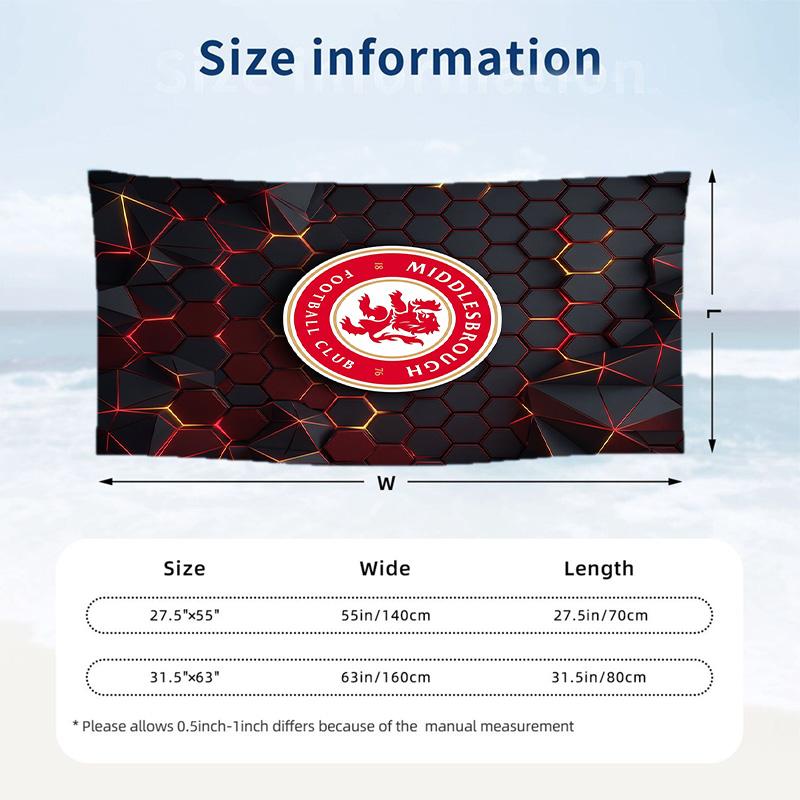 Stampa Middlesbrough FC Asciugamano da Spiaggia Quick Dry Microfibra Assorbente Portatile da Viaggio Asciugamano per Nuoto