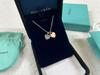 Collar con Colgante de Corazón de Plata de Ley 925 para Mujer Familia T con Diamantes y Esmalte, Cadena Clavicular Azul Clásico, Colgante para Mejor Amiga