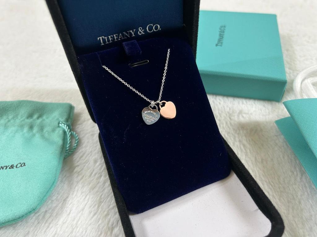 Collar con Colgante de Corazón de Plata de Ley 925 para Mujer Familia T con Diamantes y Esmalte, Cadena Clavicular Azul Clásico, Colgante para Mejor Amiga