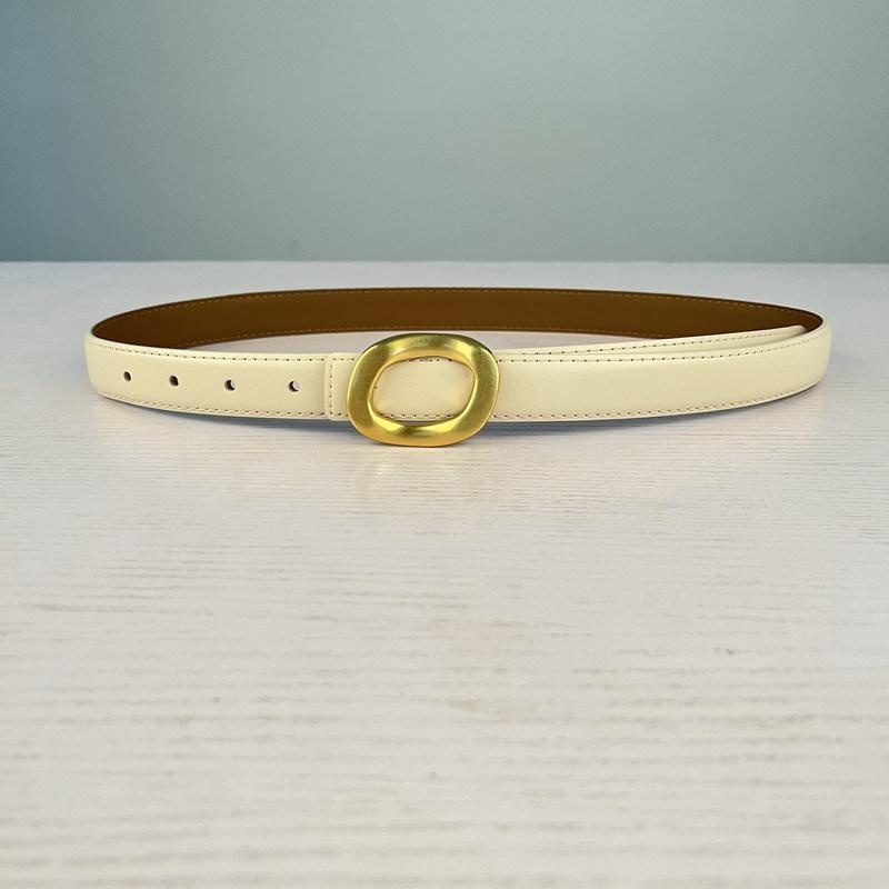 Leather Women'S Belt Simple Round Buckle Girls Belt With Jeans Casual Pants Belt Women'S