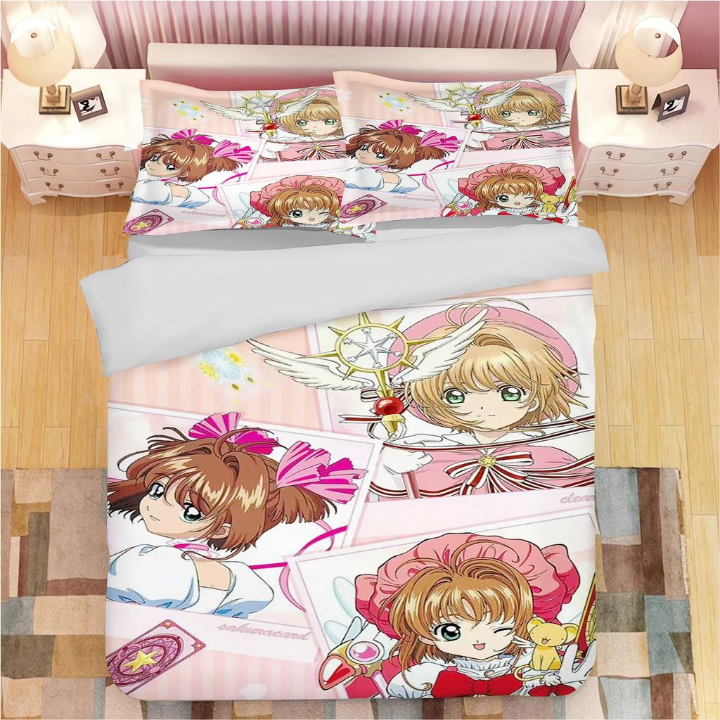 Comforter Anime Magical Girl Sakura Bedding Set Reactive Printing Children & Adult Theme