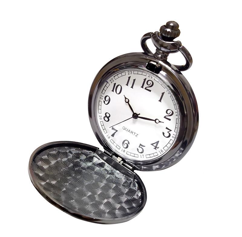 Lasergraviertes Logo Klapptaschenuhr mit doppelseitigem Licht und hohlem Taillendesign