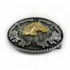 Golden Horse Oval Belt Buckle: Ethnic-Western Tang Grass Design