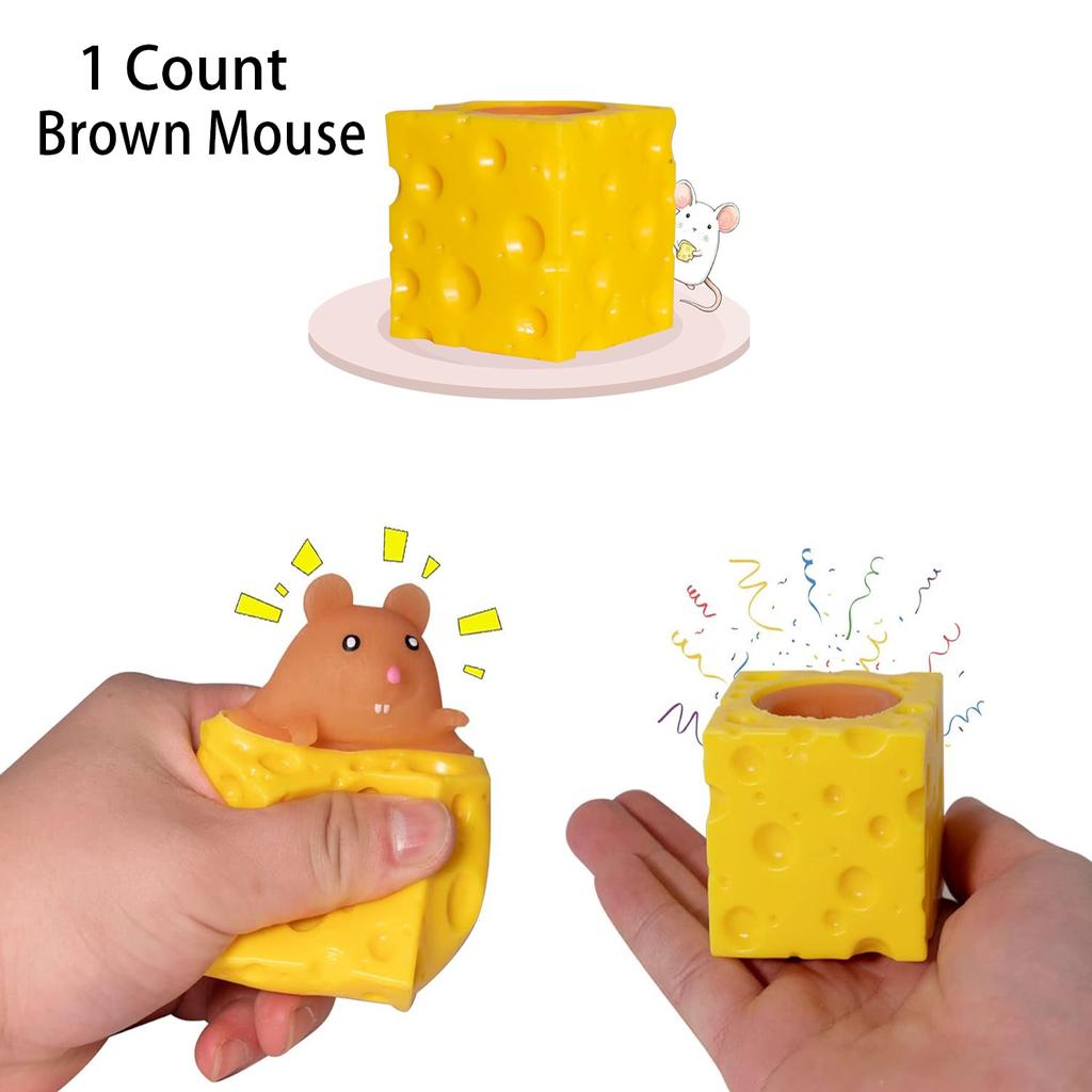 Pop Up Funny Mouse And Cheese Block Squeeze Anti Stress Toy Hide And Seek Figures Stress Relief Fidget Toys For Kids Adults