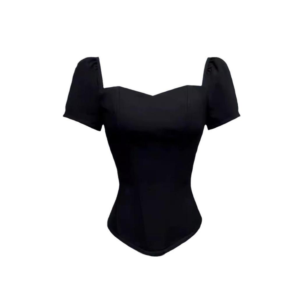 2025 High-End Fischgräten-Korsett Schlankmachendes Camisole: Damen Bandeau mit kurzen Ärmeln und Brustpolster