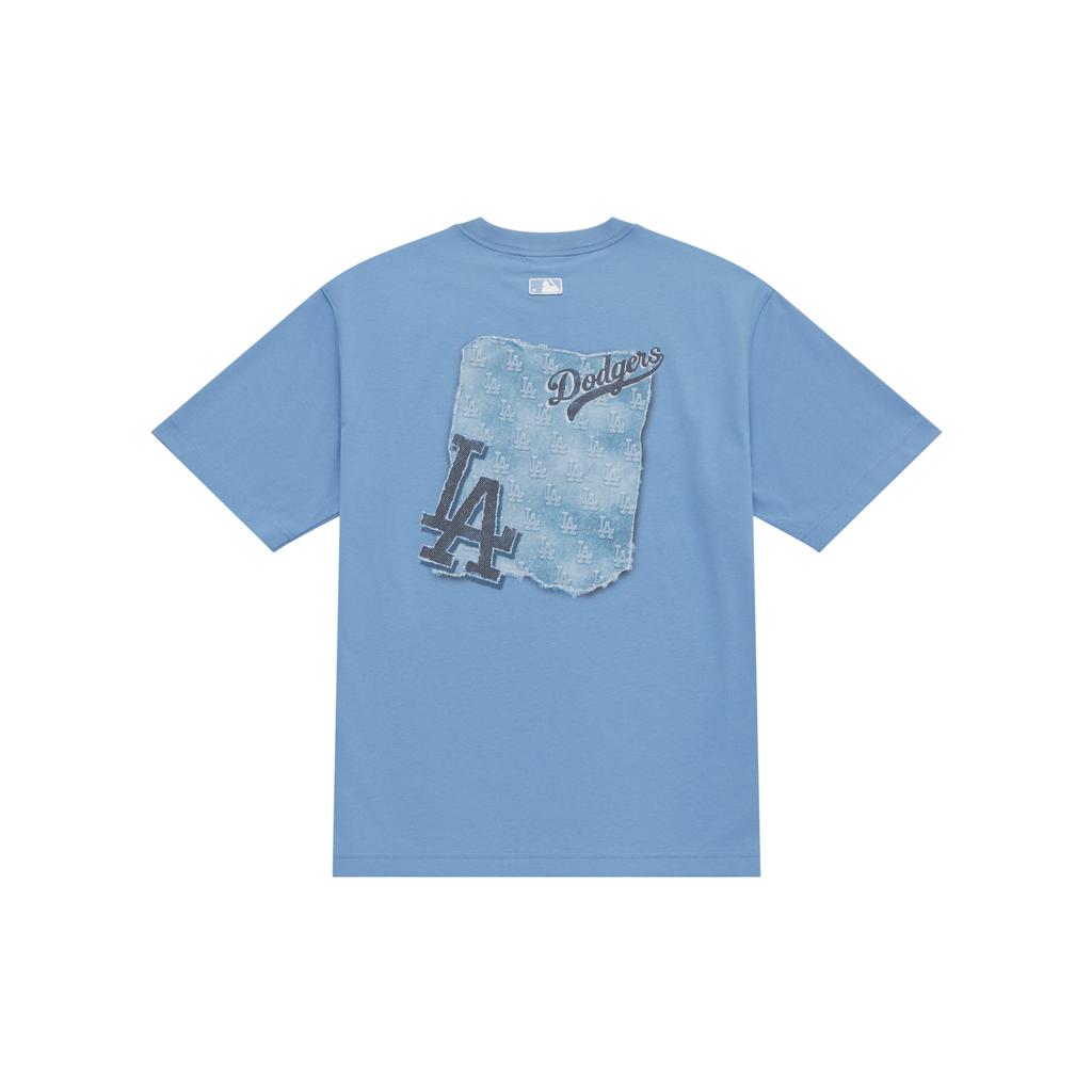 New MLB MONOGRAM Collection Los Angeles Dodgers SS25 T Shirt Unisex Dark Sky Blue 3ATSM1053-07SBD
