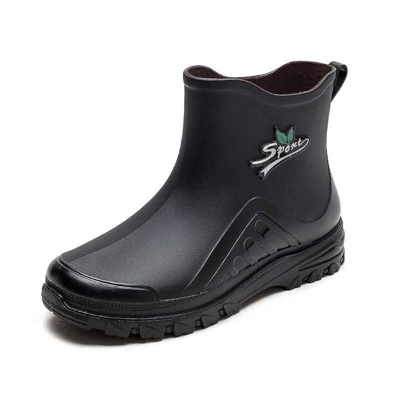 Short Rain Shoes Women's New Fashion Casual Thermal Shoes Overshoes Non-slip Velvet Student Rain Boots Water Shoes Women