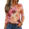 Women's Long Sleeve Neck Pullover Top with Leaf Print for Casual Daily Wear