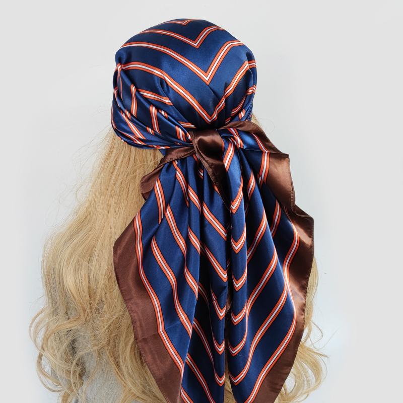 Lenço de Pescoço Xale Envoltórios Estampa Seda Cetim Cachecol quadrado Mulheres Muçulmanas Hijab Elegante Faixa de Cabelo Bandana design marca foulard