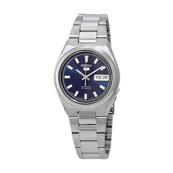 Refurbished Seiko 5 Date-Day Stainless Steel Blue Dial 21 Jewels Automatic SNKC51J1 Men s Watch синий