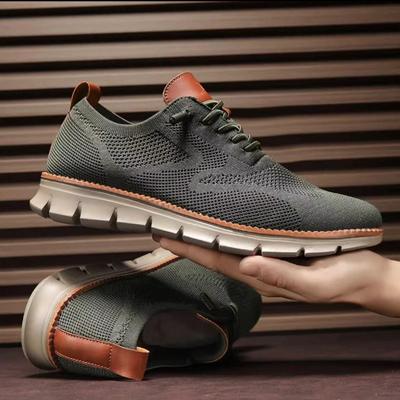 Herren Sneaker Übergröße Trendiger Britischer Stil Sommer Atmungsaktiv Weich Männliche Sportschuhe Mode Einfarbig Gewebtes Mesh Lauf-Flats