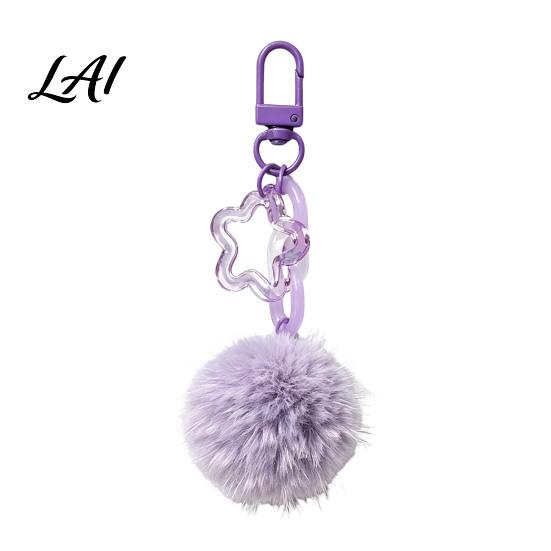 Multi Purpose Hanging Accessory Plush Ball Keychain Fluffy Pompom Pendant with Hollow Star Backpack Decorative Accessories Purse Bag Accessories,