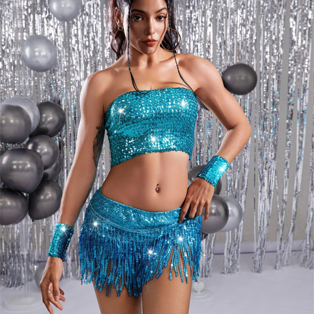 Sequin Skirt, Tassel Skirt, Latin Dance Skirt, Stage Performance Costume, Performance Costume