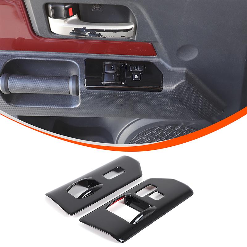 For Toyota FJ Cruiser 2007-2026 ABS Carbon Fiber/Red Car Glass Lift Button Decorative Frame Sticker Car Interior Accessories
