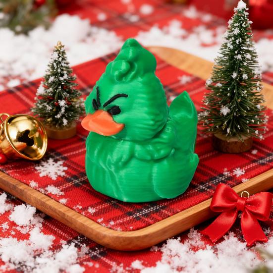Green Christmas Duck Figurine Collectible Mini Duck Ornament Xmas Centerpiece Duck Figure for Holiday Tables Shelves Decoration