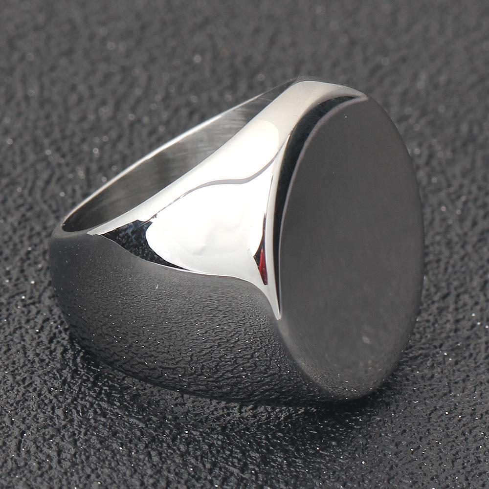 Men's 22MM Polished Titanium Steel Ring with Laser-Etched Seven-Pointed Star Rune